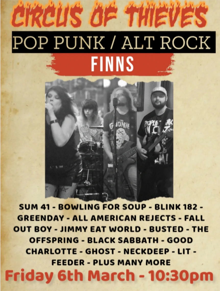 Pop Punkalternative Rock Night With Circus Of Thieves At Finns